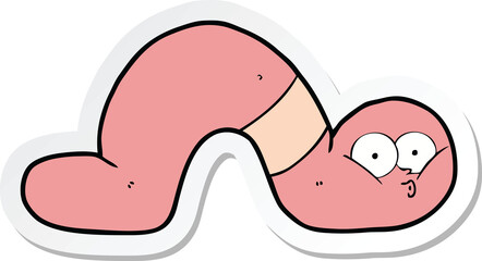 sticker of a cartoon worm