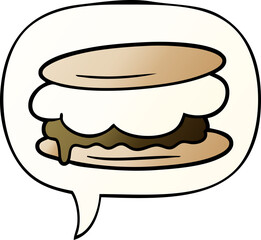 smore cartoon with speech bubble in smooth gradient style