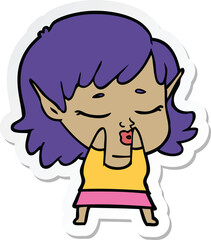 sticker of a pretty cartoon elf girl