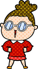 cartoon woman wearing spectacles