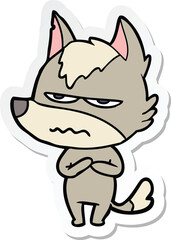 sticker of a cartoon annoyed wolf