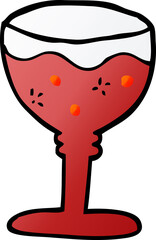 cartoon doodle red wine glass