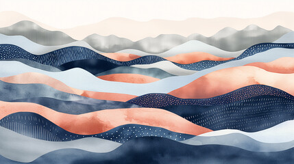 Abstract Layered Landscape with Vibrant Hues and Textural Diversity