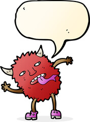 funny cartoon monster with speech bubble