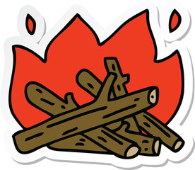 sticker of a quirky hand drawn cartoon campfire