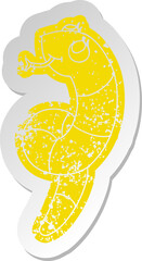 distressed old cartoon sticker kawaii of a cute snake