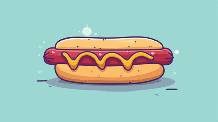 Hand drawn hotdog cartoon icon illustration 2d flat - obrazy, fototapety, plakaty
