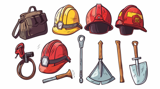Hand drawn icon firefighter equipment.eps 2d flat c