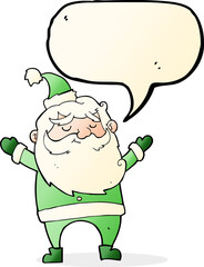 cartoon happy santa claus with speech bubble