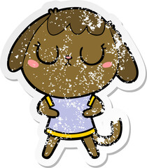 distressed sticker of a cute cartoon dog