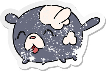 distressed sticker cartoon illustration kawaii cute patch dog