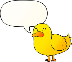cartoon duck with speech bubble in smooth gradient style