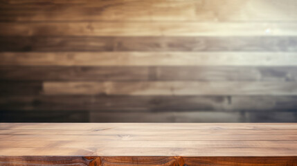 Exquisite beauty, natural wooden table on blurred background, mockup, background