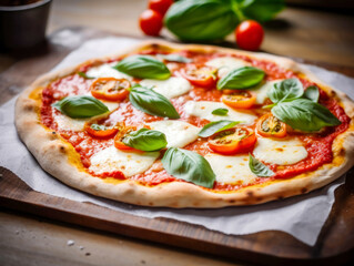 Hot pizza Margherita, fresh from the oven, is a dish that has a unique combination of aroma, taste and texture. Every piece is a real find for all pizza lovers. 