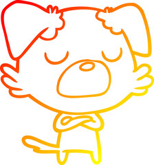 warm gradient line drawing of a cartoon dog