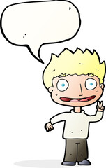 cartoon happy boy with speech bubble