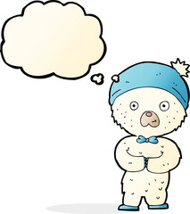 cartoon little polar bear with thought bubble