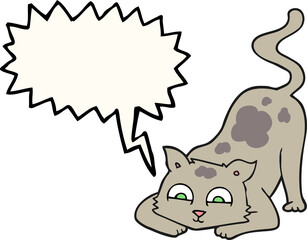 freehand drawn speech bubble cartoon cat