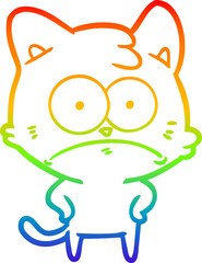Obraz premium rainbow gradient line drawing of a cartoon nervous cat