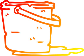 warm gradient line drawing of a cartoon bucket
