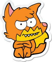 Obraz na płótnie Canvas sticker of a cartoon grinning fox sitting