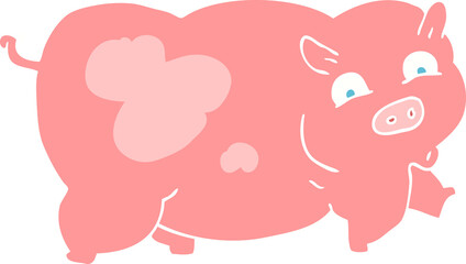flat color illustration of pig