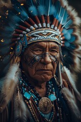 Elder Native American Chief in Regalia