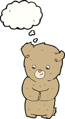cartoon teddy bear with thought bubble