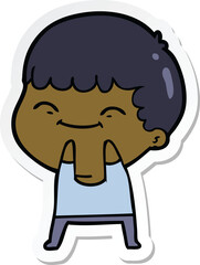 sticker of a cartoon happy boy