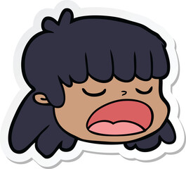 sticker of a cartoon female face