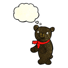 cute cartoon black teddy bear with thought bubble
