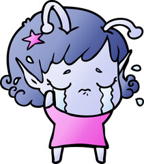 cartoon crying alien girl