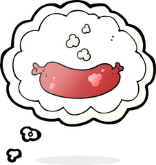 freehand drawn thought bubble cartoon hot sausage