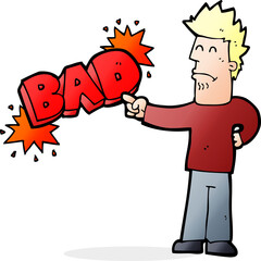 cartoon man pointing out the bad