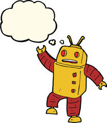 cartoon robot with thought bubble
