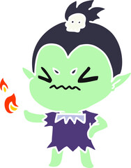 freehand drawn cartoon of cute kawaii vampire girl