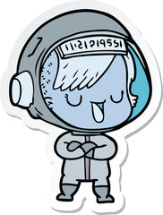 sticker of a cartoon astronaut woman