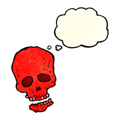 cartoon skull with thought bubble