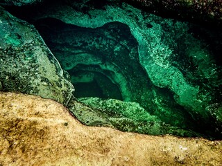 Looking down into the spring vent at Blue Springs State Park, Volusia County, Florida