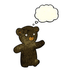 cartoon black bear cub with thought bubble