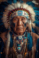 Elder Native American in Traditional Attire