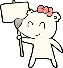 polar bear with protest sign cartoon