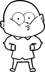 cartoon bald man staring