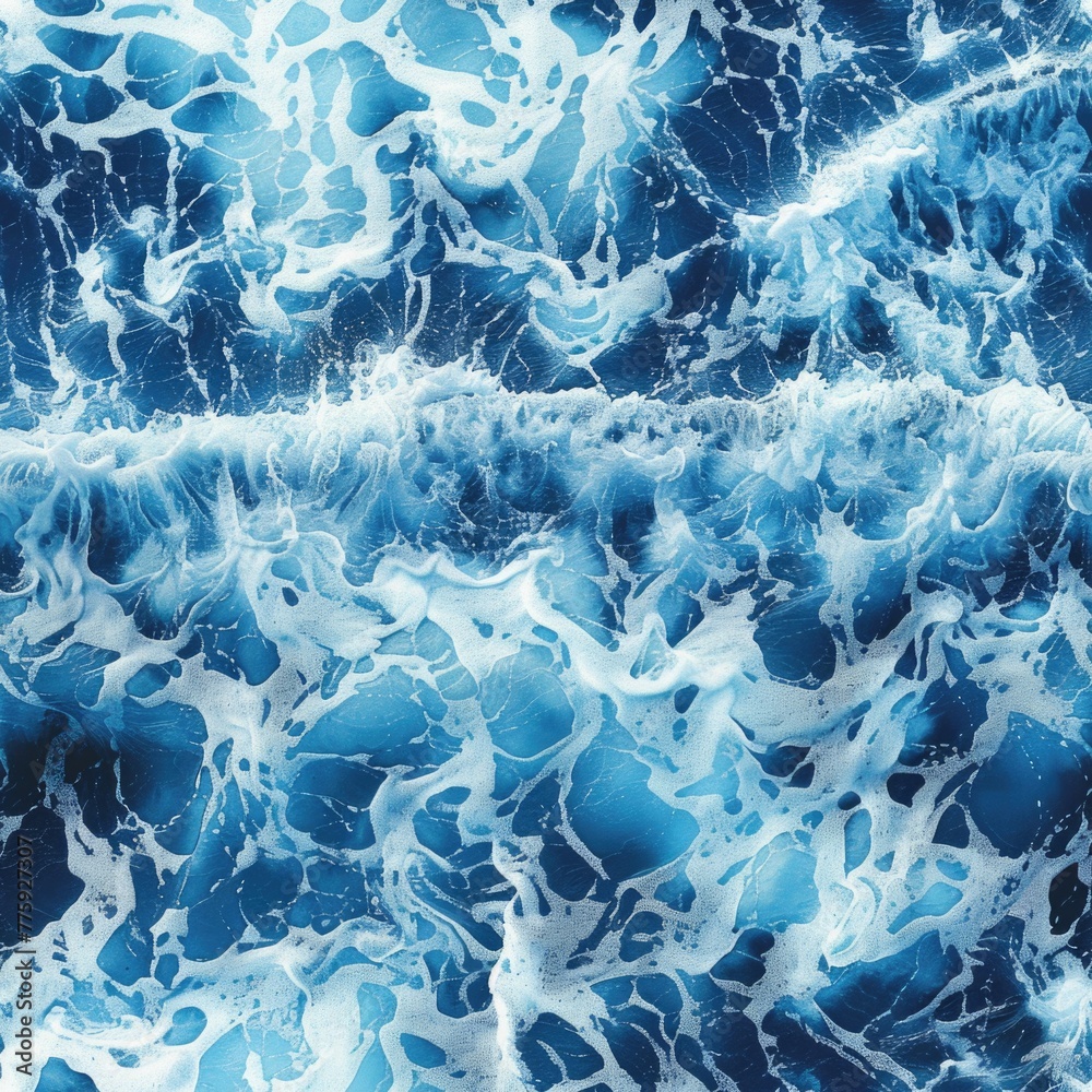 Poster Close-up view of a blue and white ocean. Suitable for various design projects
