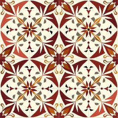 Circular red and white tile design, suitable for backgrounds or flooring