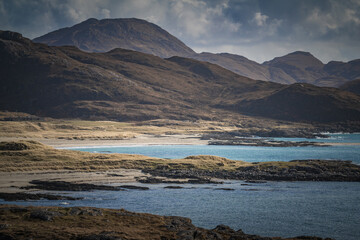 Sanna Bay with Mountains in the background - obrazy, fototapety, plakaty