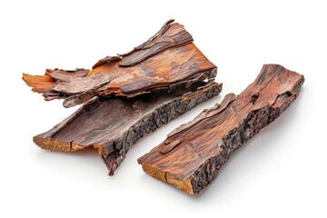 Two pieces of wood on a plain white background. Suitable for various design projects