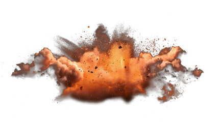 High quality isolated red orange explosion with flame and smoke. - obrazy, fototapety, plakaty