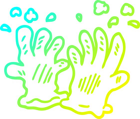 cold gradient line drawing of a cartoon garden gloves