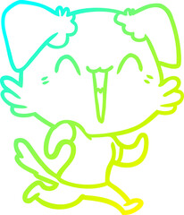 cold gradient line drawing of a happy little dog cartoon